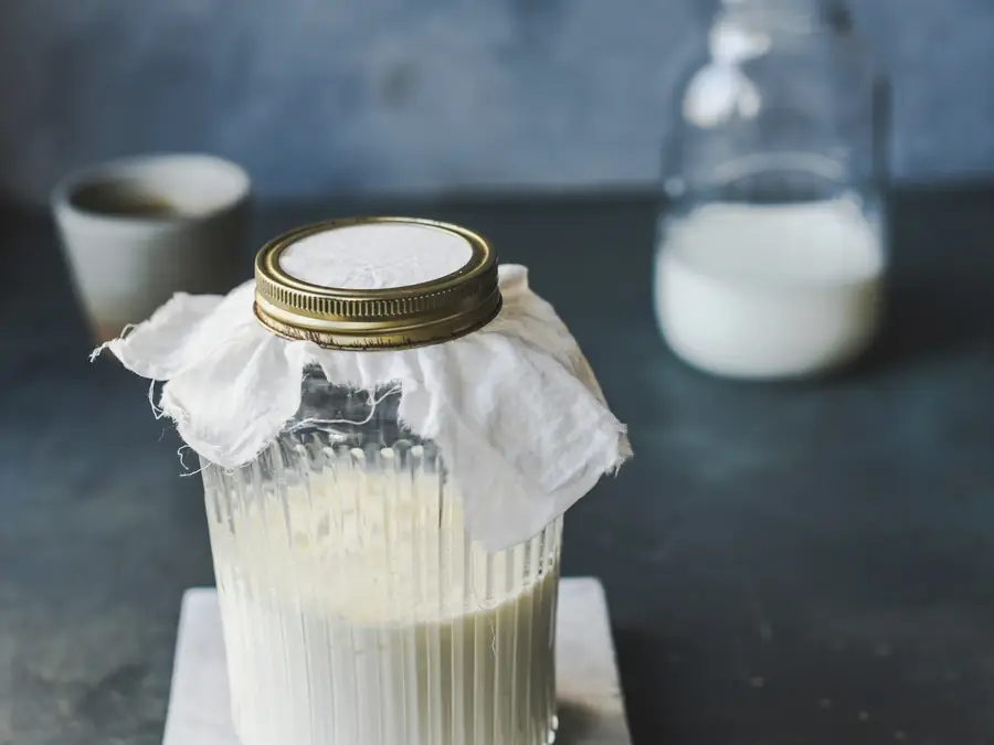A glass jar of maas